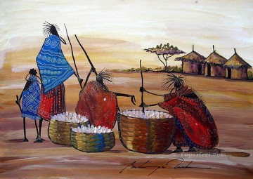アフリカのごちそうを準備する Oil Paintings